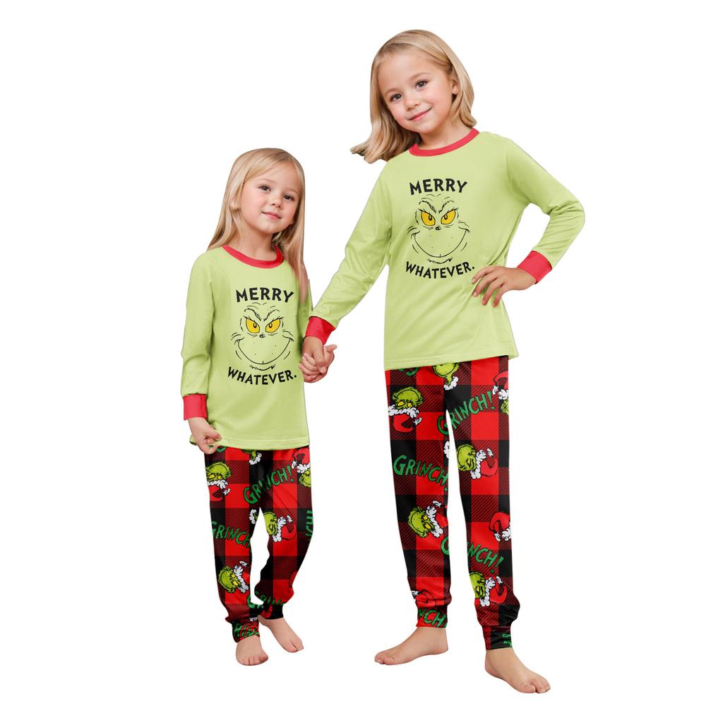 Christmas Print Cute Family Set Pajamas, Home Clothes, Family Set Long Sleeve Top Pants Set
