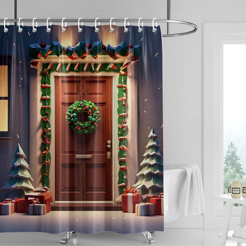 

Украшение дома шторки для душа для ванной водонепроницаемая шторная ткань Современный скандинавский стиль Гостиная С Рождеством зимний 90x180cm