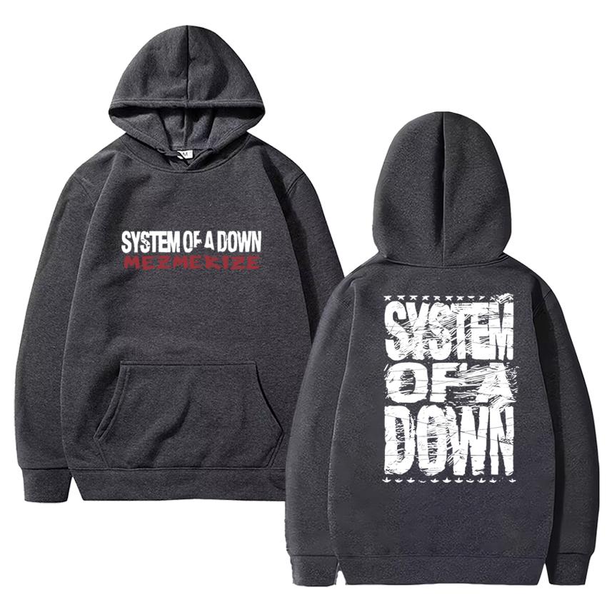 Rock band System of A Down Mezmerize 2025 Album Vintage metal streetwear Unisex hip hop Casual Hoodie Unisex Fleece pullover