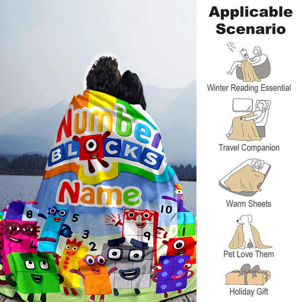 Customiz Name Personality Numberblocks Blanket Soft &Warm Sofa Office Bed Travel Lunch Break Blanket, Gift Suitable All Seasons