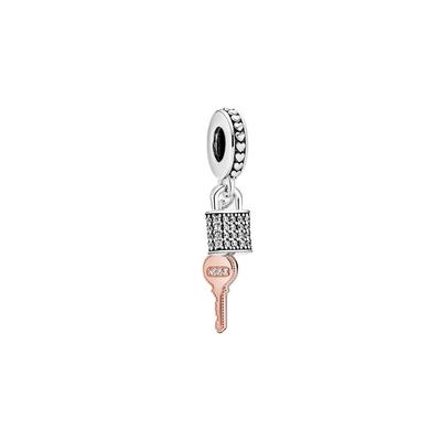 Pavé Lock And Key Pendant Women Jewelry Silver 788682C01