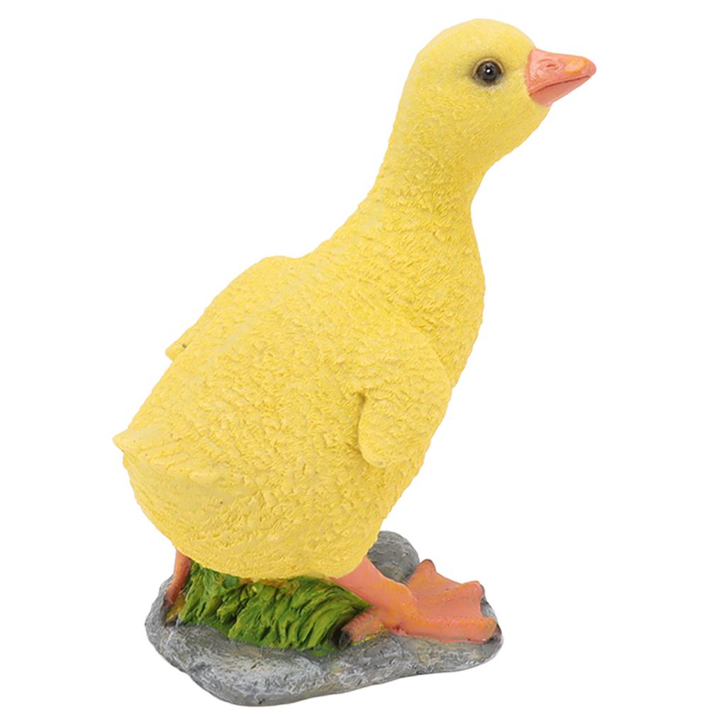 Gartenentenstatue Outdoor-Hof Harz Niedliches Tier Rasenfigur Terrassenverzierung Skulptur Kunst Gelb