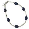 S925 Sterling Silver Lapis Lazuli Beaded Bracelet with Crushed Silver for Girls - Stylish, Luxurious, and Versatile