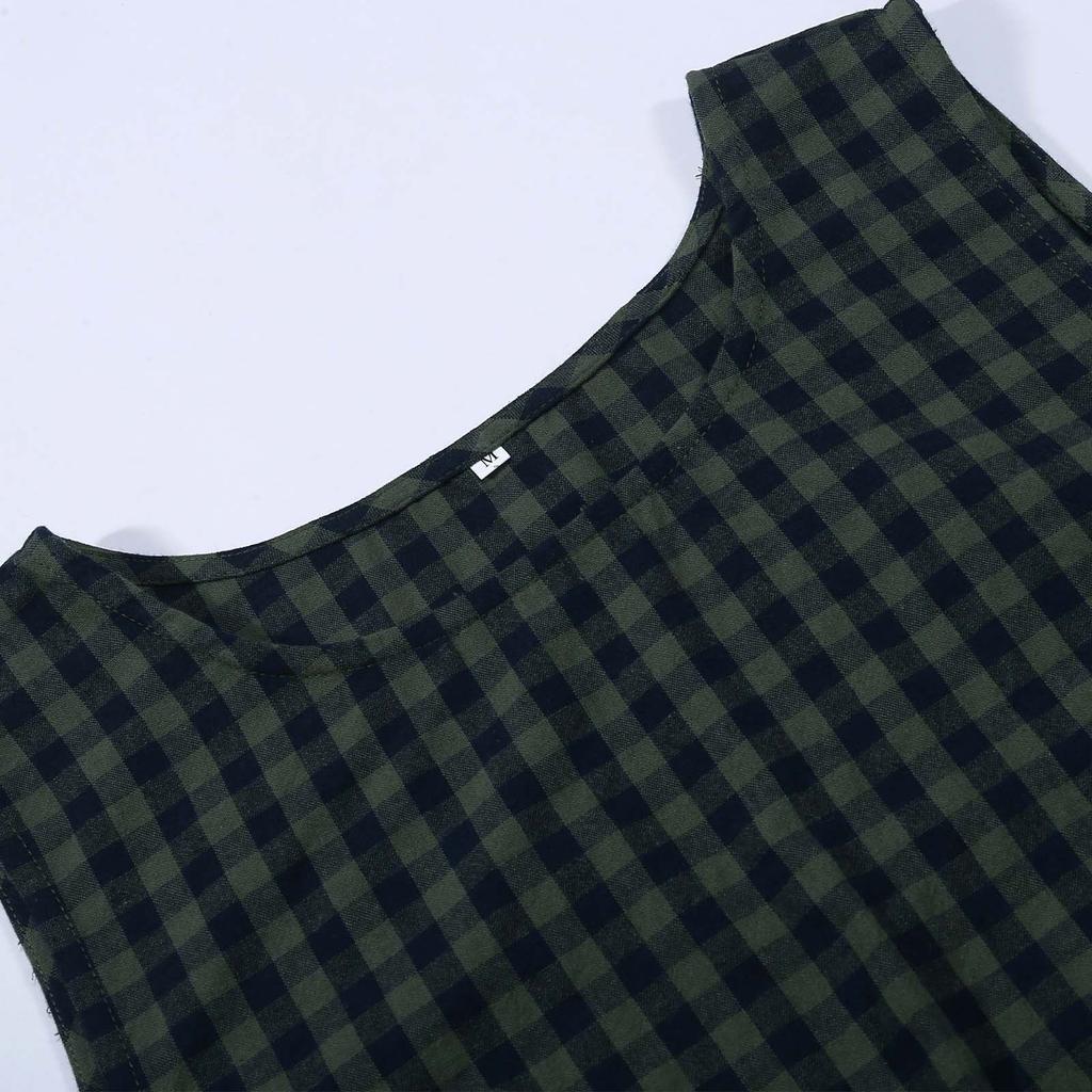 Women's 2026 New Printed Plaid Loose Casual Sleeveless Vest and Pants Set