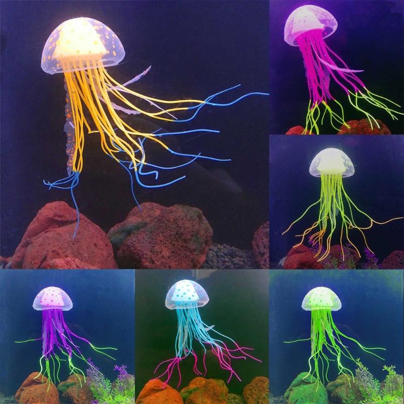 Jellyfish Aquarium Decorations Bright Color Silicone Decor Artificial Jelly-Fish
