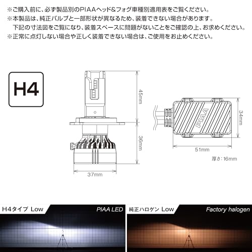 PIAA Headlight/fog Lamp LED 6000K (separate Controller Type) Achieves Ultimate Brightness! Copper Board & Heat Pipe Equipped Model 12V24V Shared 45/45