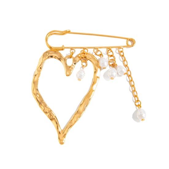 Yousheng Women Brooch Pin Tassel Jeans Anklet Jewelry Elegant Faux Pearl Accessory Chain Tassel Pin for Jeans Jackets Coats Sweaters