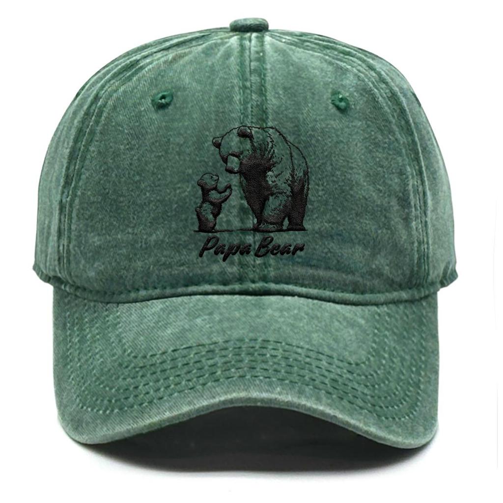 Papa Bear" Black Bear Print Adjustable Baseball Cap, Father's Day Man's Cap Slouchy Stylish Solid Color Trendy Snapback Baseball Hat