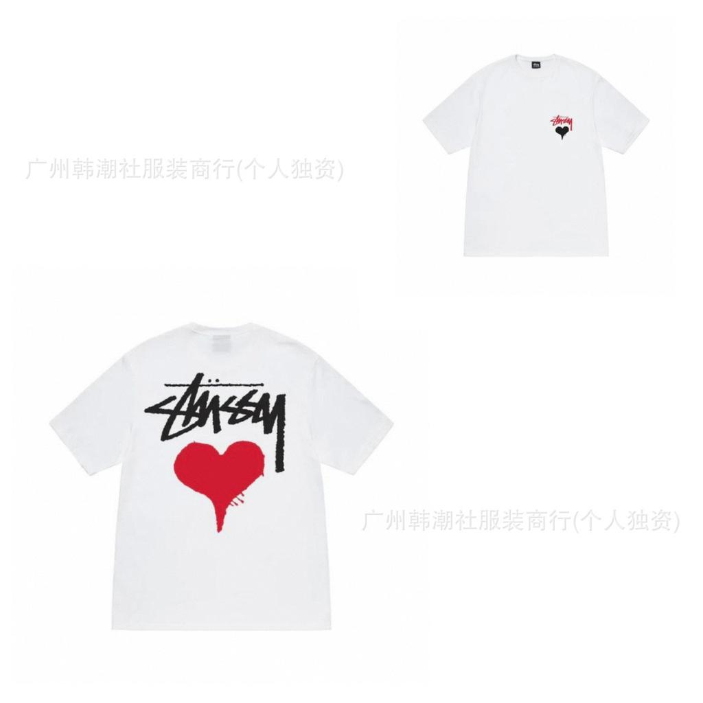 [2] American trendy brand short-sleeved t-shirt black and white collection printed short-sleeved t-shirt casual couple men and women of the same style