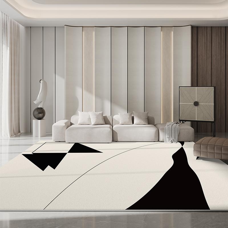 Minimalist Living Room Decoration Black White Carpet Large Area Bedside Rug Fluffy Soft Plush Floor Mat Luxury Rugs for Bedroom
