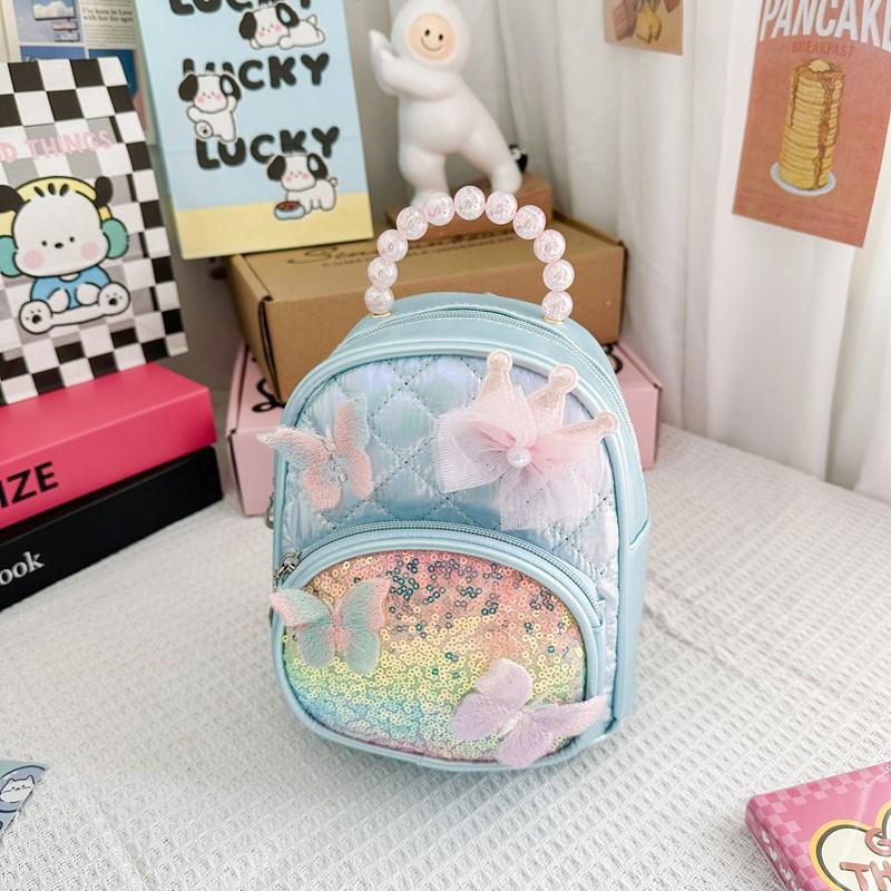 

Школьный рюкзак детский новый с пайетками любовь легкий и универсальный для девочки для игр на улице сумка для перекуса синий