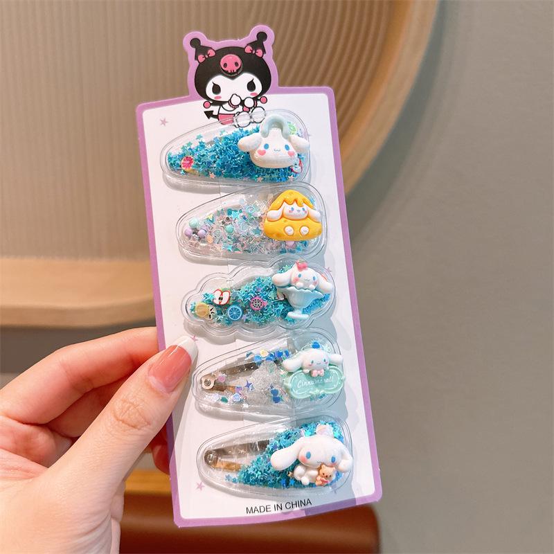 Kuromi Sanrio Girl's Flowing Sofa Bangs Hair Clips - Kid-Friendly and Sweet Design