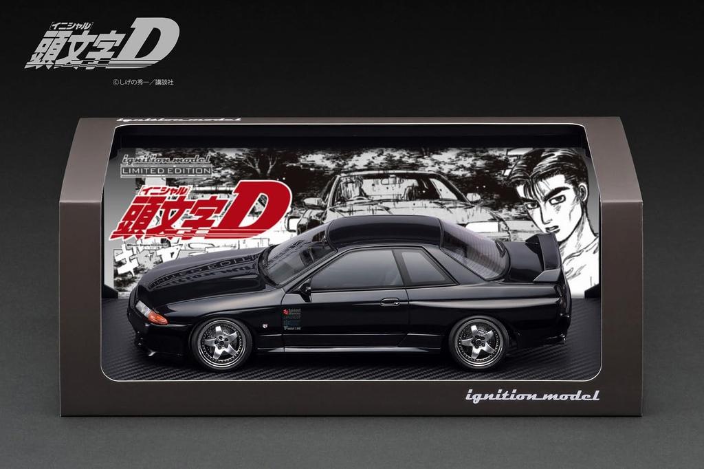 Zündmodell Maßstab INITIAL D Nissan Skyline II Schwarz Fertigprodukt IG3544 TK.Company 1/18 GT-R V-spec (BNR32)