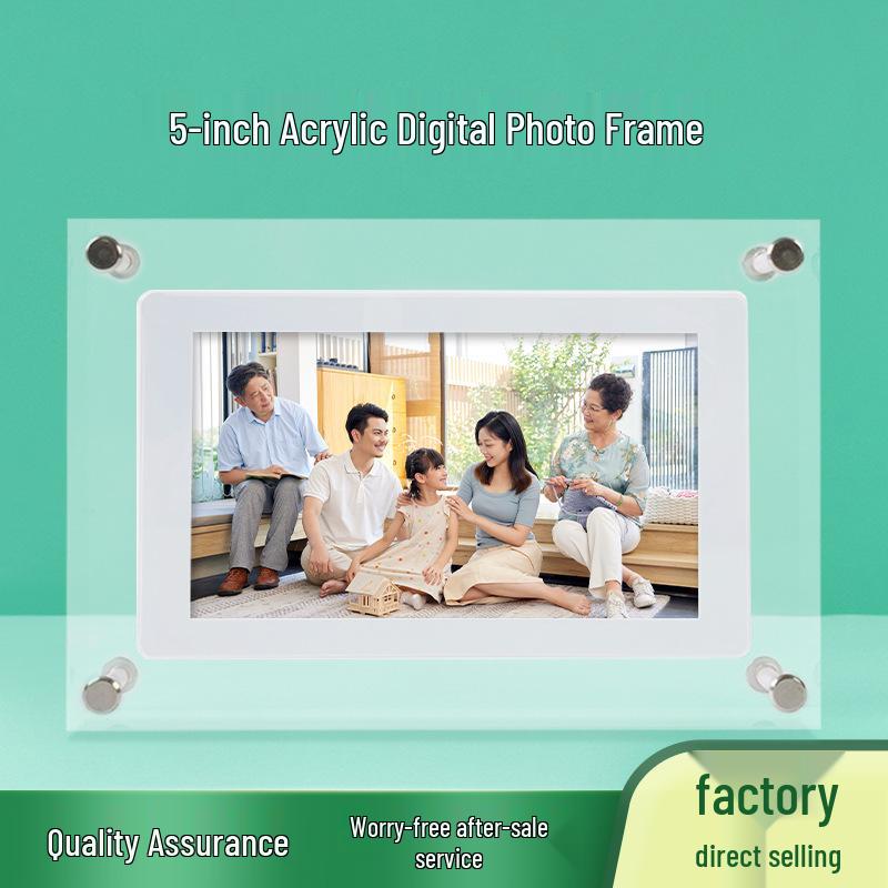 

5-inch Digital Photo Frame with IPS Display - Acrylic NFT Art Frame for Digital Collectibles and HD Electronic Albums 5-inch Switchable with Type-C Cable, No Adapter