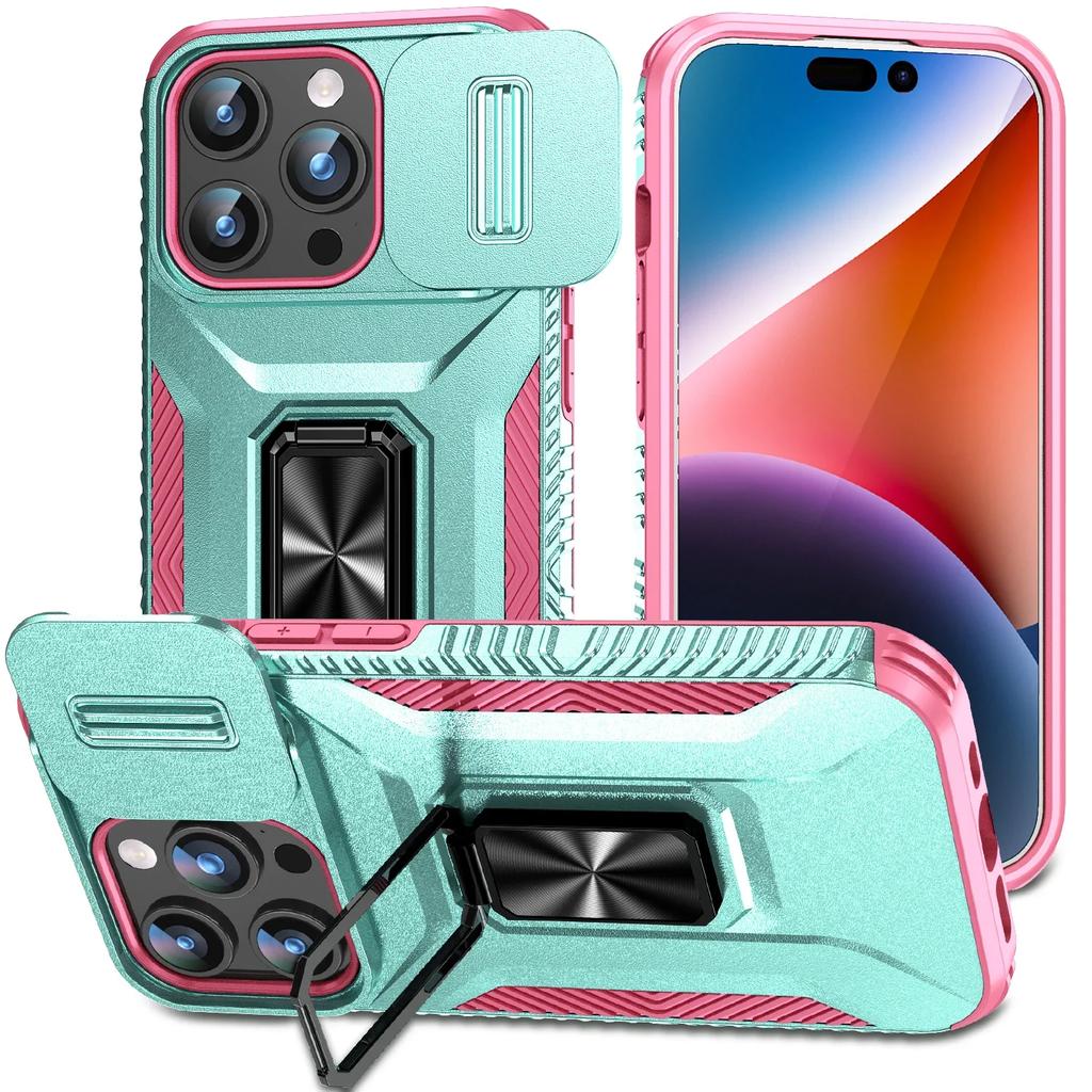 Coque Hybride Robuste Armor pour IPhone 16 Pro Max 15 11 12 13 14 Xs XR 8 7 Plus SE 2022 Fenêtre Coulissante Poussante Coque Otter Boîte Support Housse de Protection