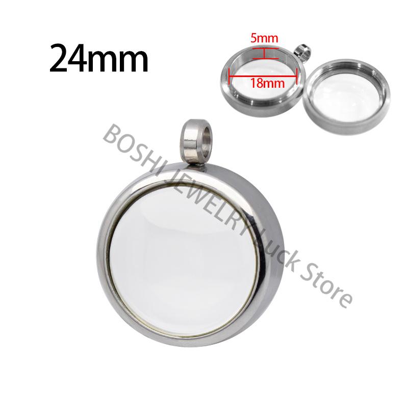 15pcs Curved Glass Living Locket Pendant Floating Locket Necklace For Women Stainless Steel Jewelry Making Reliquary Medallion