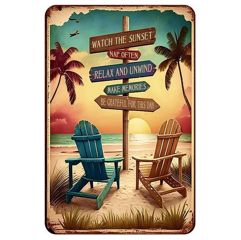 Plaques Metal Tin Sign Beach Holiday Surfing Wall Signs Art Decoration Vintage Tinplate Poster Bar Garage Garden Decor Plates