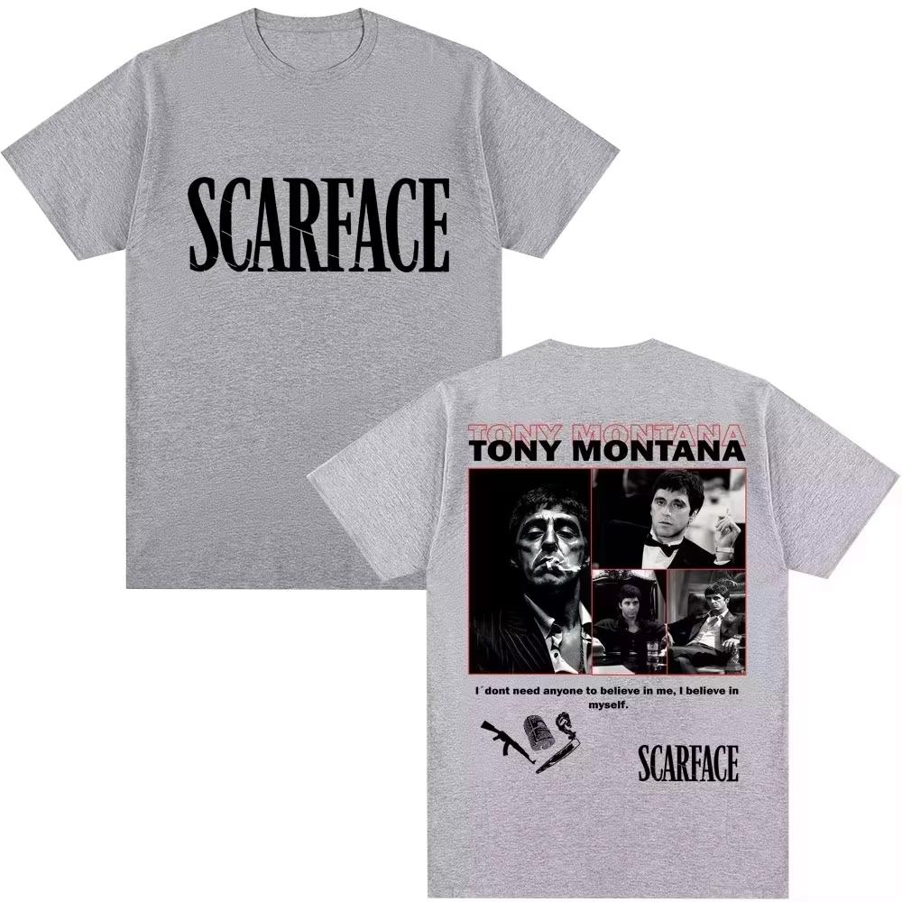 2026 Scarface Film Tony Montana & Al Pacino Stampa Anni '90 Retro Stile Harajuku Unisex Cotone Moda Maglietta