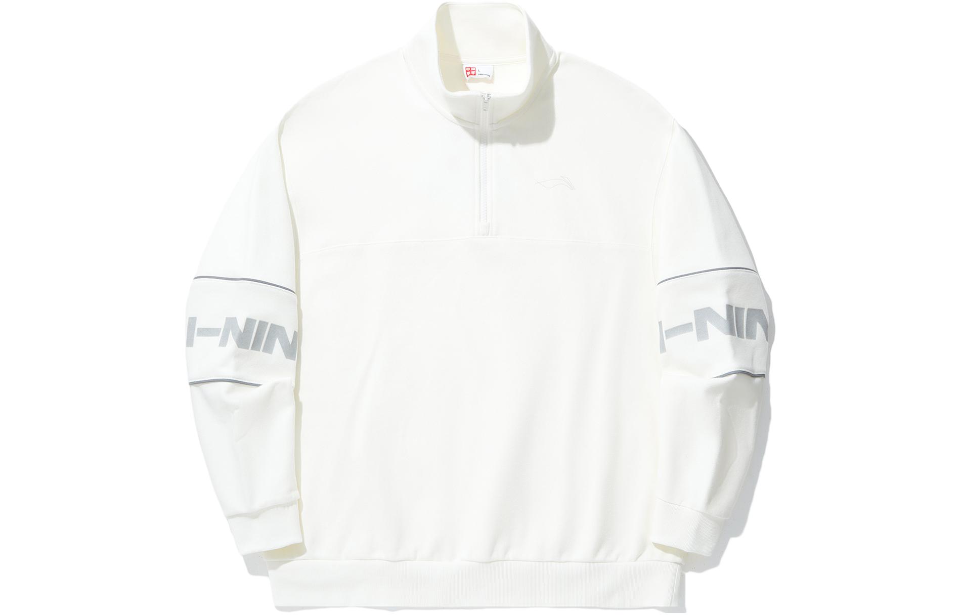 Li Ning Sweatshirts Unisex Ivory Stand Collar Moderate Regular AWDU323-2 XL