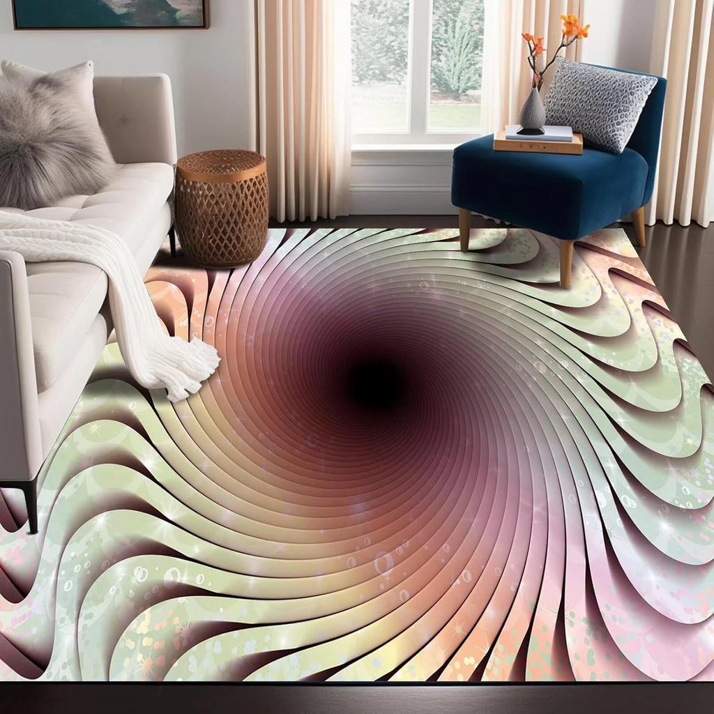 3D Optical Illusion Living Room Carpet Bedroom Living Room Anti-slip Floor Rug Soft Hallway Kitchen Floor Mats Home Decoration