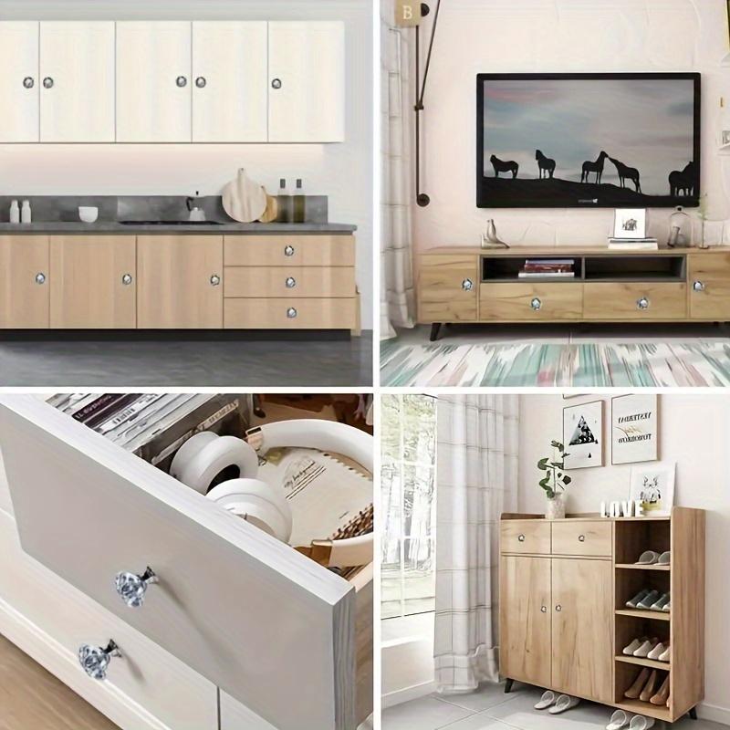 5pcs/10pcs 30MM Crystal Clear Glass Dresser Knobs, Silver Diamond Drawer Knobs, Pulls, Kitchen Cabinet Knobs for Dresser Drawers