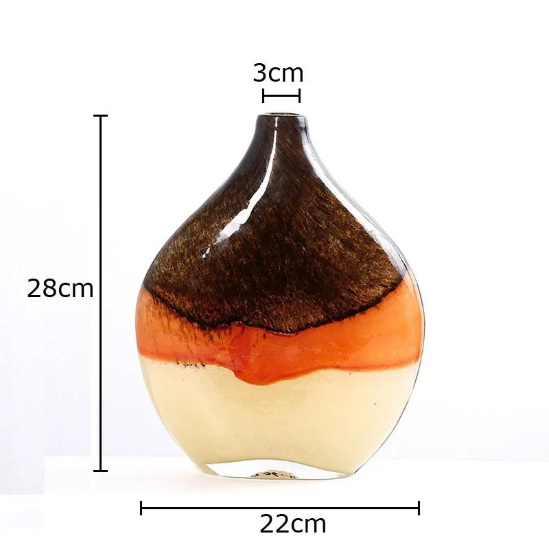 Colorful Gradient Glass Vase Potted Plant Table Decoration Artificial Flowers Floral Arrangement Vases Room Aesthetic Decor