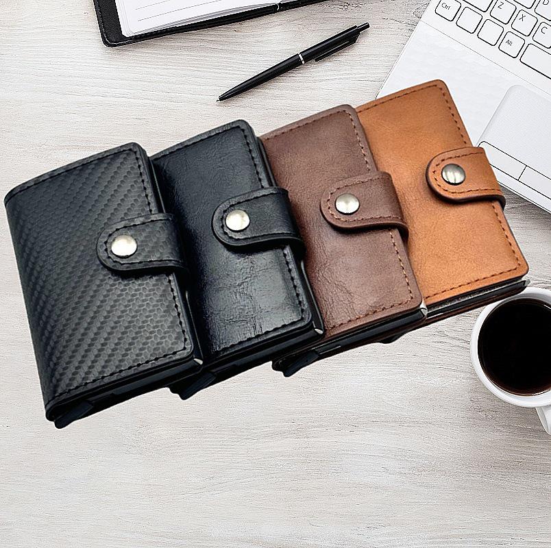 

Carbon Fiber Anti-theft Credit Card Holder for Men Light Brown Buckle