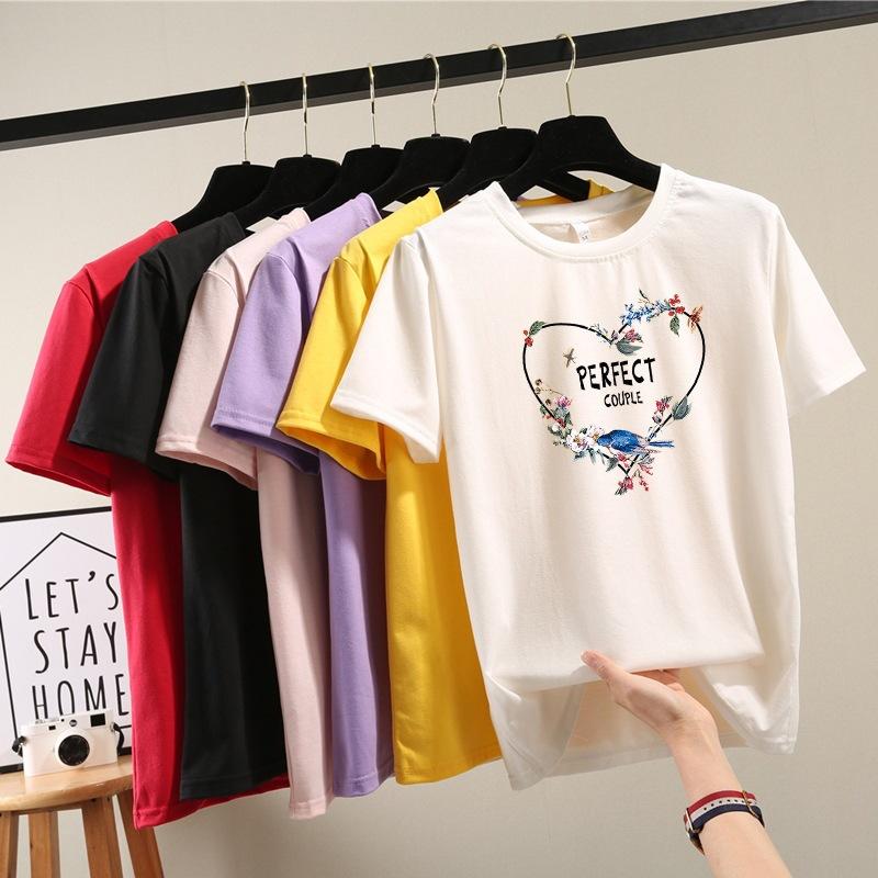 Summer 2025 New Short-sleeved T-shirt Women's Round-neck Printed Top