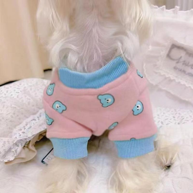 

Spring and Autumn New Pet Clothes Bear Pattern Thin Velvet Four-legged Teddy Bi Xiong Pomeranian Small and Medium Dogs Cute and Warm XXL chest 55 back 45 about 14-8 kg