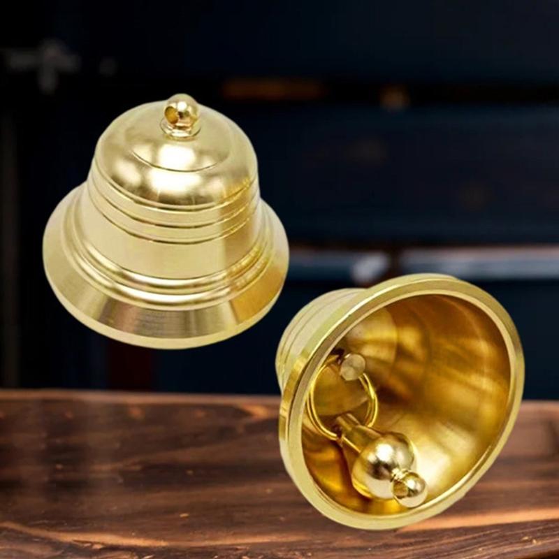 Antique Entry Door Bells Accent with Metal Tone Finish and Hanging Faux Leather Rope for Porch Decors, Hallway Styling and Shops