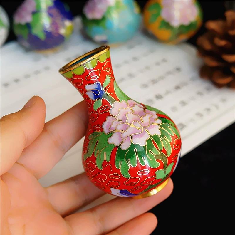 Handmade Beijing Cloisonne Vase Miniature Decor Traditional Chinese Craft Non Heritage Artwork