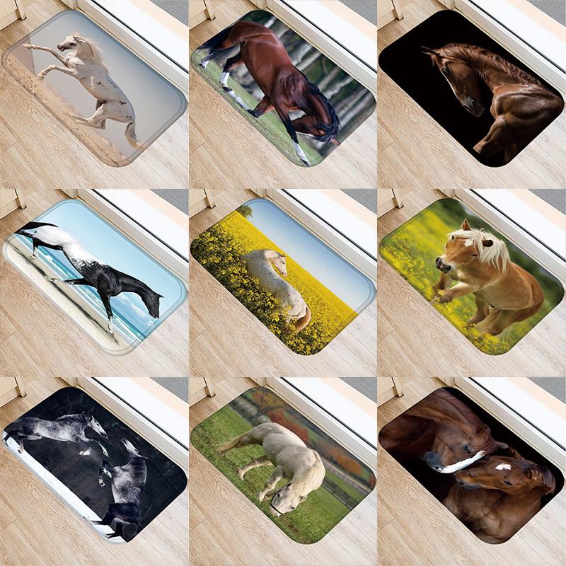 

1 шт. 40*60 см противоскользящий замшевый ковер с рисунком лошади, коврик для двери, коврик для двери, для кухни, гостиной, напольный коврик 48189