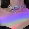 Moda Rhinestone Bow Wisiorek Choker Naszyjnik dla Kobiet Akcesoria Ślubne Punk Gothic Kryształ Kołnierz Chokers Biżuteria Prezent