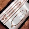 Titanium Steel Natural Stone Rice Beads Sunflower Beaded Necklace New Chinese Retro Collarbone Chain Light Luxury Cold Wind Necklace Decoration Women