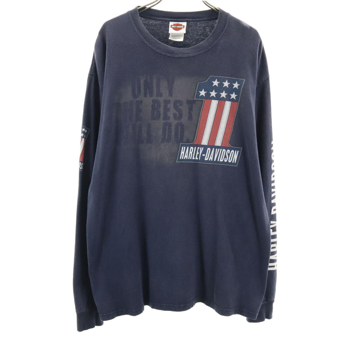 

HARLEY DAVIDSON Long sleeve double-sided printing T-shirt L Navy Ron T Men s Used