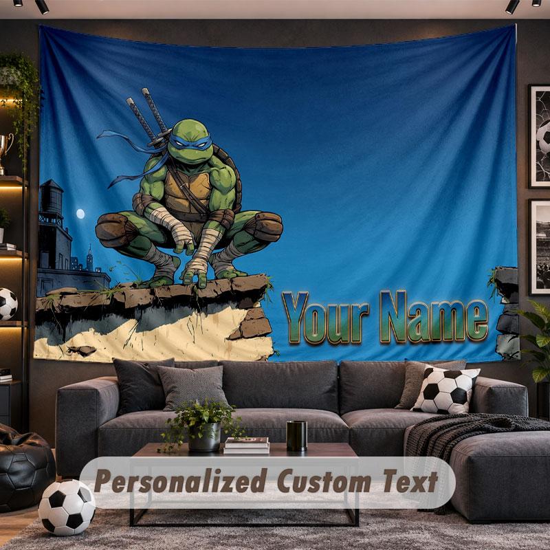 Wall Hanging Tapestry Custom NameTeenage Mutant Ninja Turtles Pattern Personalized Printed Fabric Wall Decor