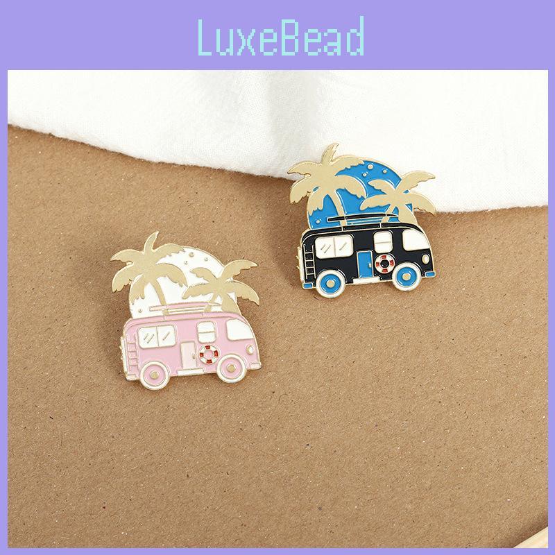 Creative Minimalist Design Mini Rv Shaped Brooch Unique Coconut Tree Pin Accessory