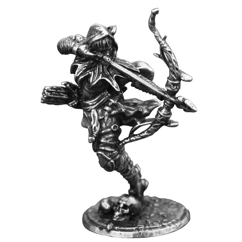 Metal Female Archer Model War Game Figure Desktop Decor Car Interior Ornament Gift for Men Women Paintable Collectibles