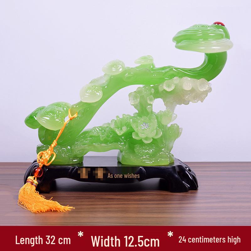 Yellow Jade Ruyi Ornament for Living Room or Wine Cabinet - Housewarming or Company Opening Gift