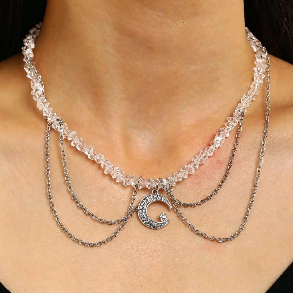 Sweet Cool Spice Style Hip Hop Heart Shape Necklace Light Luxury High Love Zircon Crystal Necklace Neck Chain
