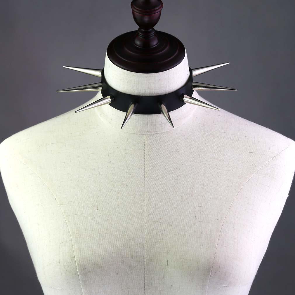 European Unisex Gothic Punk Rivet Spike Leather Choker