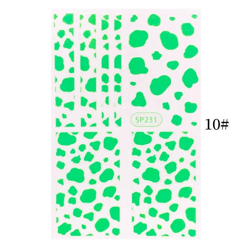 1 arkusz fluorescencyjny zielony naklejki do paznokci kalkomanie zdobienie paznokci dekoracje wąż Zebra Leopard dziki wzór skóry