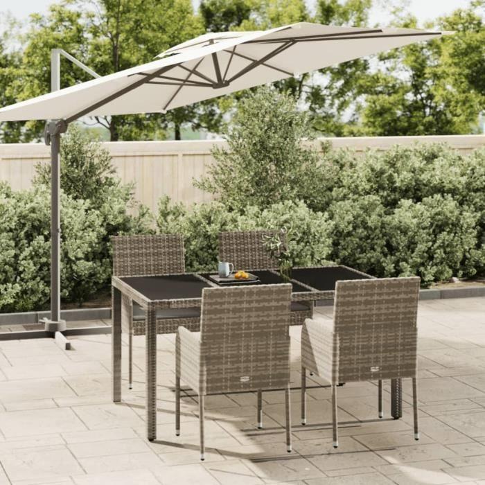 VidaXL Ensemble de salle à manger de jardin 5 pcs avec coussins Gris 3185007