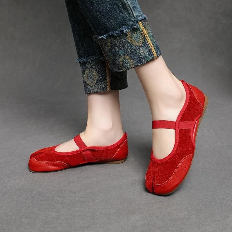 Fashion Cross Strap Tabi Hollow Flat Shoes Women Mary Jane Slip-on Split Toe Ballet Flats Trainers 2025 Summer Outdoor Walking Sneakers