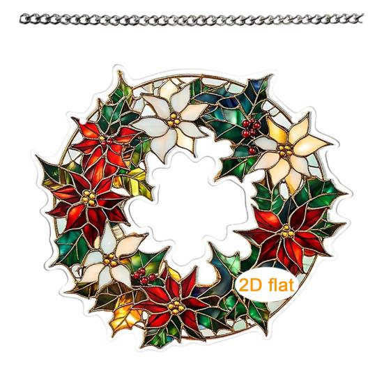 Festive Window Hanging Decorations Acrylic Christmas Garland Pendant, Double-sided Wreath Ornament, Lightweight Decorative Ornaments Decor with