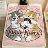 1PC Cat Donut Duo Custom Name Patterned Flannel Blanket Suitable For All Seasons For Home Decor Warmth And Comfort Gifts Holiday Present