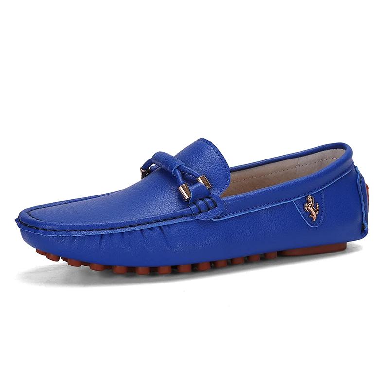 Blue Loafers Men Handmade Leather Shoes Casual Driving Dad Flats Slip-On Moccasins Men Shoes Plus Size 46 47 48 Chaussure Homme