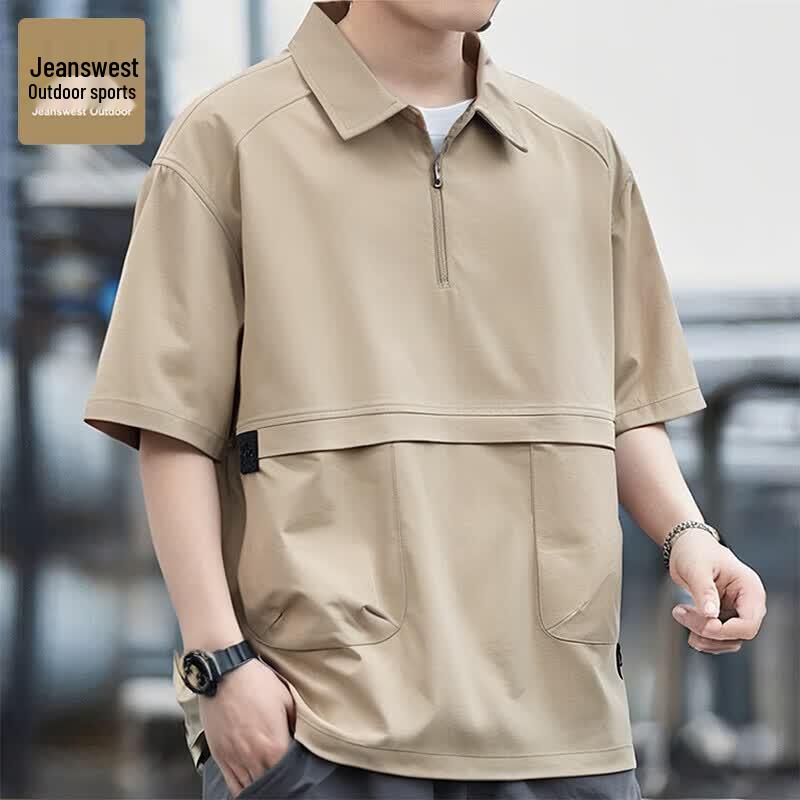 JEANSWEST OUTDOOR Men s Short Sleeve Lapel T-shirt 2XL