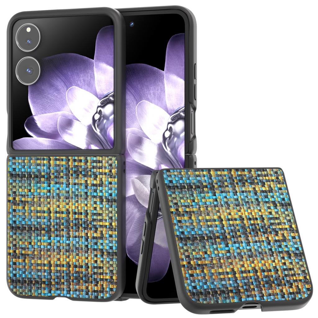 Para Capa Xiaomi Mix Flip 5G Couro+PC Capa de Telefone Textura Xadrez