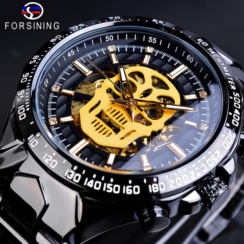FORSINING Orologio Da Uomo Automatico Scheletrato In Acciaio Inox: Lusso E Design Open Heart, Colore Oro (Modello FSG9418M4)